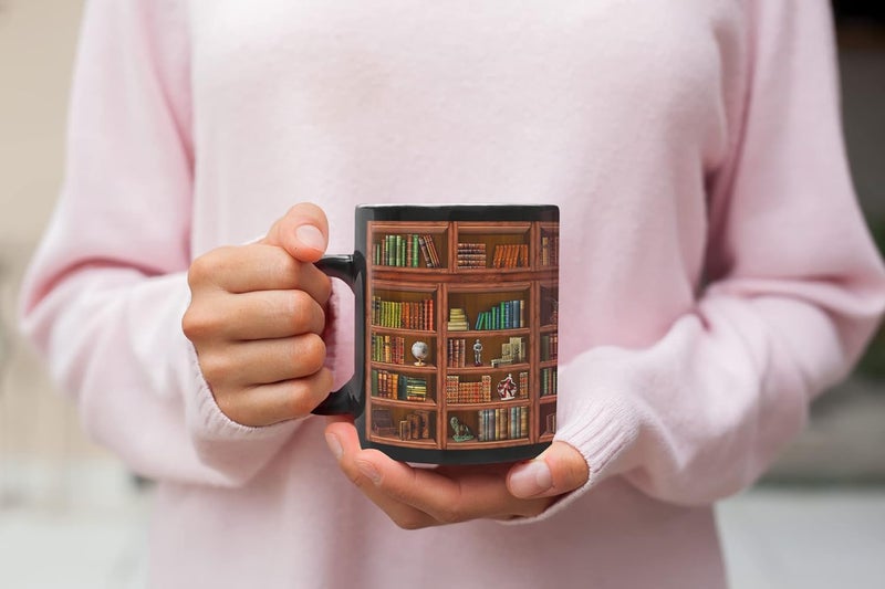 2IMT Book Mug Librarian Gifts for Book Lovers Women - Library Coffee Mug Books Club Gifts for Women - Reading Bookish Items Bookworm Librarian Lovers for Readers Writer Black 11oz | Library Bookshelf, for Readers, Librarian Club Cup, Bookish Items, Bookworm Coffee Mug - Image 5